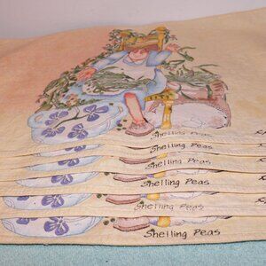 6 Erika Oller SIGNED Shelling Peas Placemats 19"X13"